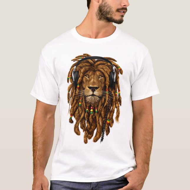 Rasta Lion Vibes – Music King Edition T-Shirt (Framsida)