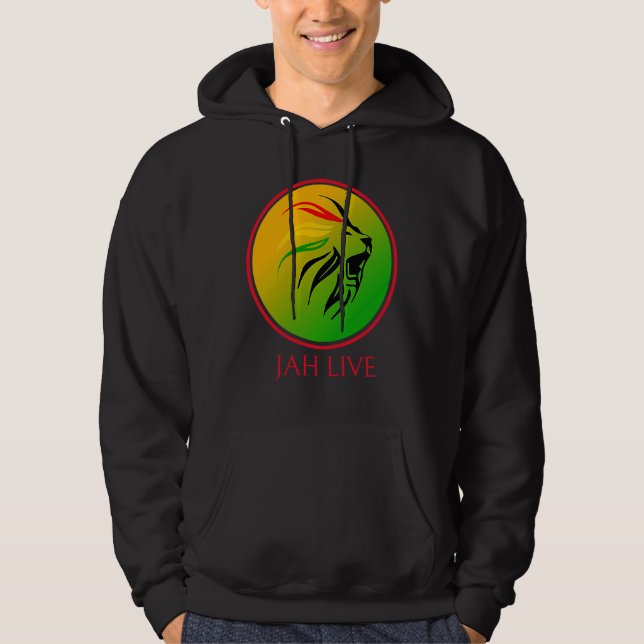 Rasta Live Up jah Live Lion Hoodie (Framsida)