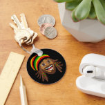 Rasta Man One Love Nyckelring<br><div class="desc">Double-sided keyring featuring a smiling Rastafarian man on the front. On reverse there are two customisable text areas,  where you can add your own slogan and name</div>