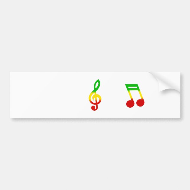 Rasta noterar och Treble klav Bildekal (Framsidan)