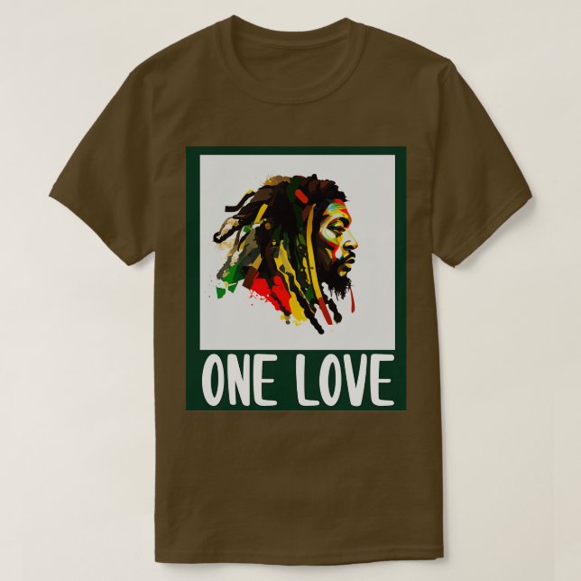 Rasta One Kärlek Reggae Rastafari Jamaica T Shirt (Design framsida)