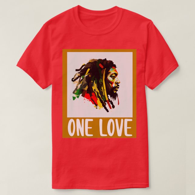 Rasta One Kärlek Reggae Rastafari T Shirt (Design framsida)