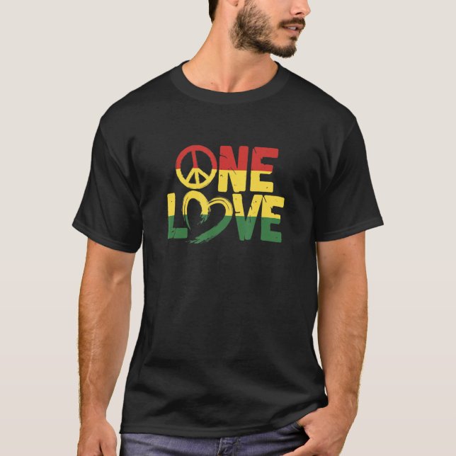Rasta One Love Rastafari Reggae Rastafarian T Shirt (Framsida)