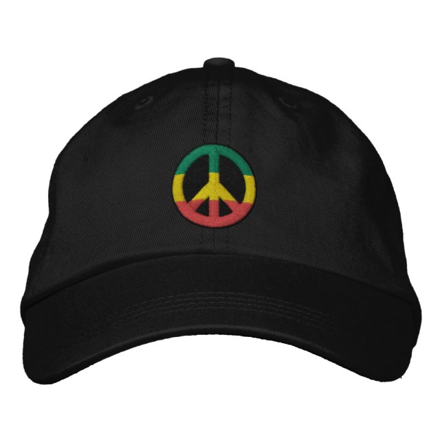 Rasta Peace Embroized Hat Broderad Keps (Framsida)