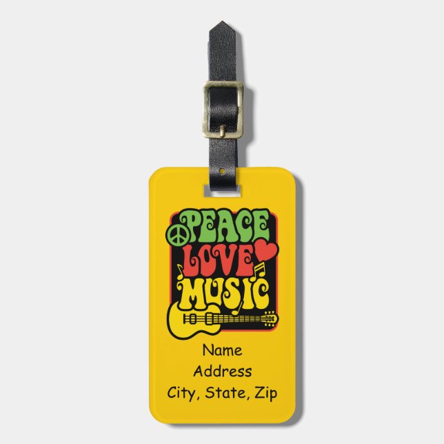 Rasta Peace Kärlek Music Bagagebricka (Vertikal Framsida)