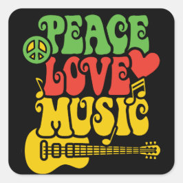 Rasta Peace-Kärlek-Music Fyrkantigt Klistermärke