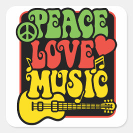 Rasta Peace-Kärlek-Music Fyrkantigt Klistermärke
