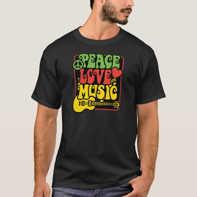 Rasta Peace Kärlek Music T Shirt (Framsida)