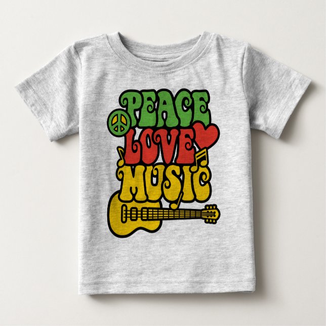 Rasta Peace-Kärlek-Music T Shirt (Framsida)
