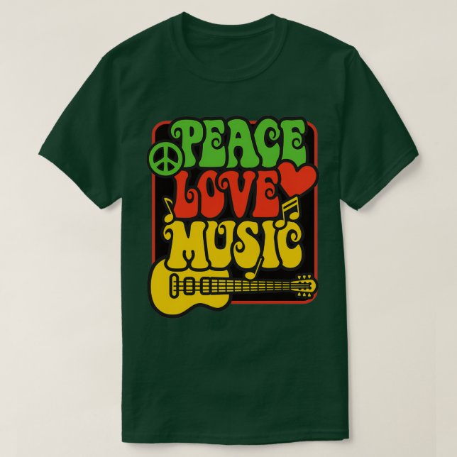 Rasta Peace Kärlek Music T Shirt (Design framsida)