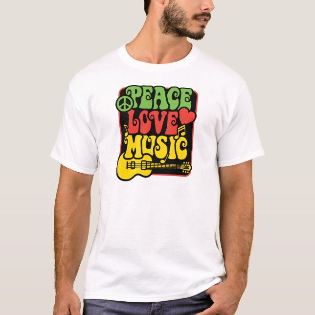 Rasta PEACE-KÄRLEK-MUSIC Tee Shirt (Framsida)