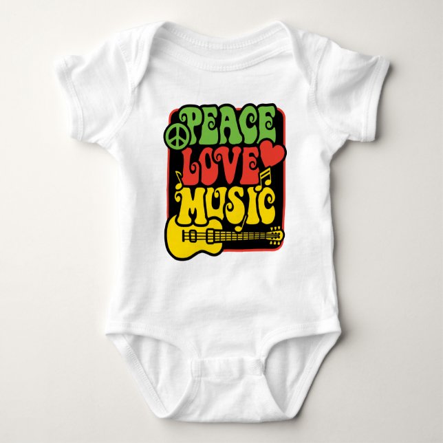 Rasta Peace Kärlek Music Tee Shirt (Framsida)