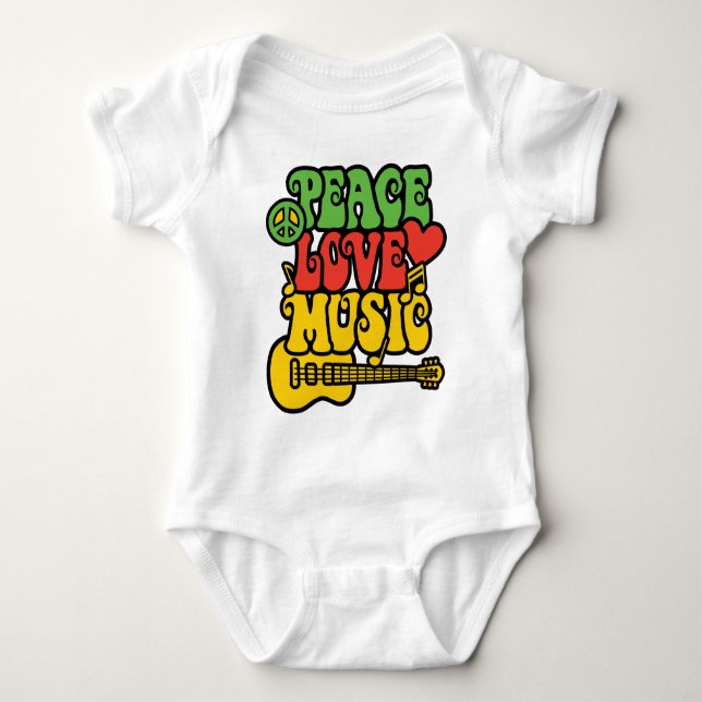 Rasta Peace-Kärlek-Music Tee Shirt (Framsida)