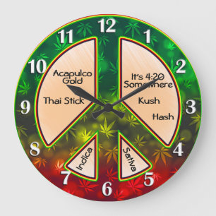 Rasta Peace Mellow Time Stor Klocka