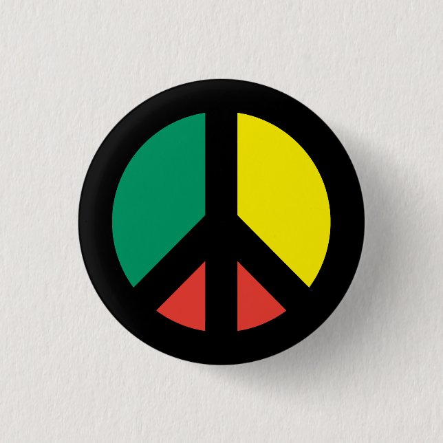 Rasta Peace Symbol Button Knapp (Framsida)