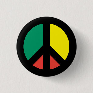 Rasta Peace Symbol Button Knapp