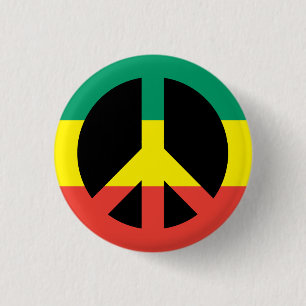 Rasta Peace Symbol Button Knapp