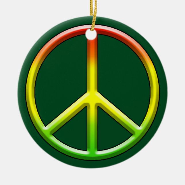 Rasta Peace Symbol-jul! Julgransprydnad Keramik (Framsidan)