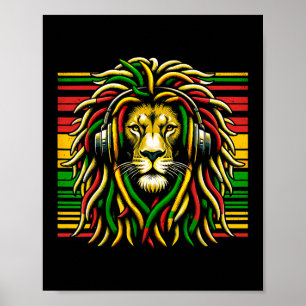 Rasta Raggae Jamaica Lejon av Judah Music Headphon Poster