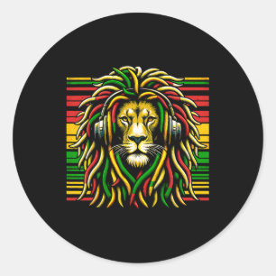 Rasta Raggae Jamaica Lejon av Judah Music Headphon Runt Klistermärke