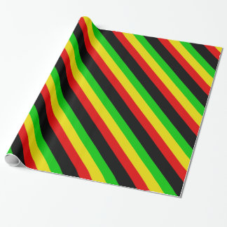 Rasta Rand med svart Wrapping Papprare Presentpapper