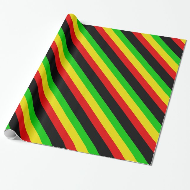Rasta Rand med svart Wrapping Papprare Presentpapper (Utrullad)