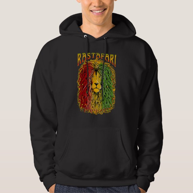 Rasta Rastafari Lejon för Judah Reggae Jamaica Ras Hoodie (Framsida)