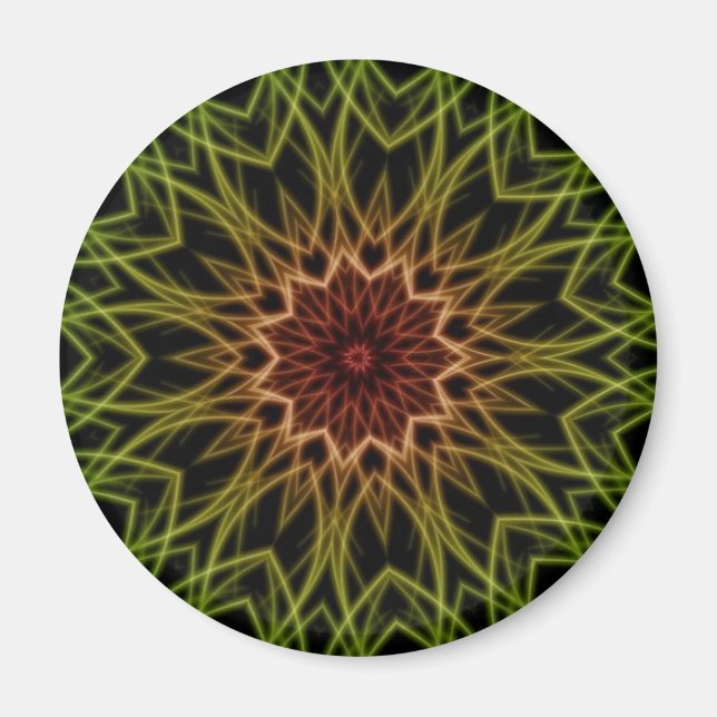 Rasta Red Gult Grönt Black Fractal Art Magnet (Framsidan)