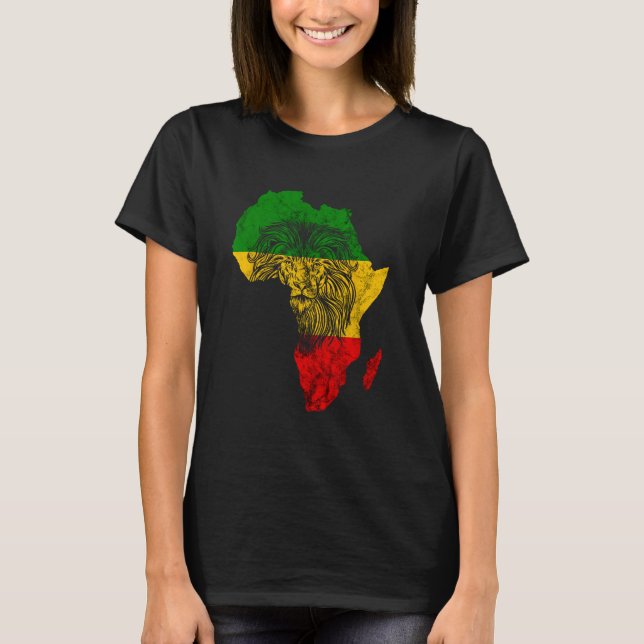 Rasta Reggae Afrika Karta Lejona Rastafari Roots R T Shirt (Framsida)