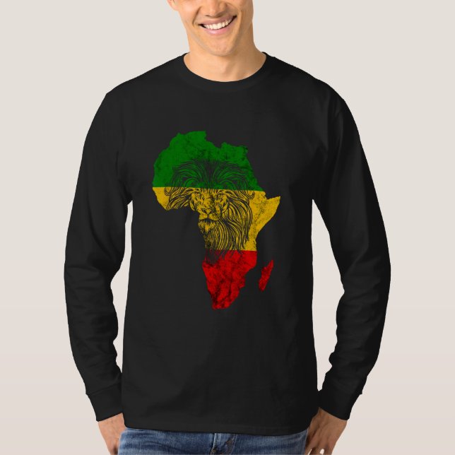 Rasta Reggae Afrika Karta Lejona Rastafari Roots R T Shirt (Framsida)