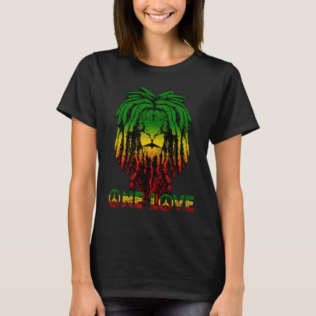 Rasta Reggae Etophian Lejon of Judah Rastafari Roo T Shirt (Framsida)