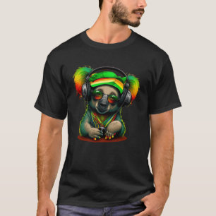 Rasta Reggae Koala Bear Hippie Reggae Music Headph T Shirt