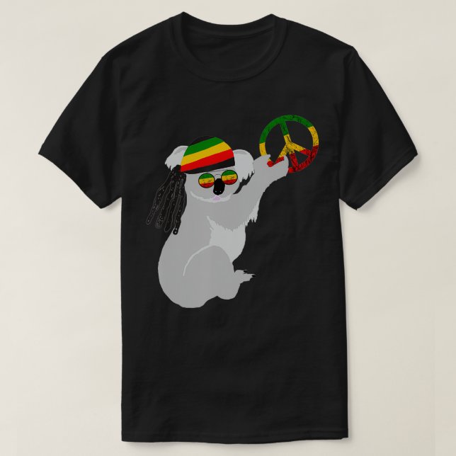 Rasta Reggae Koala Hippie Eucalyptus Bear Rastafar T Shirt (Design framsida)