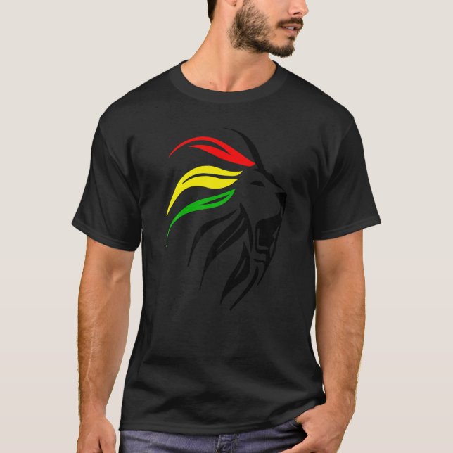 Rasta Reggae Lejon Art för Rastafari T Shirt (Framsida)