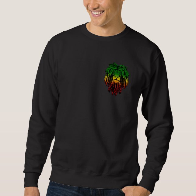 Rasta Reggae Lejon Av Juda Jamaicanska Rötter Rast Lång Ärmad Tröja (Framsida)