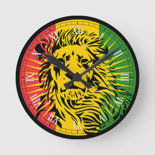 rasta reggae lejon flagga rund klocka