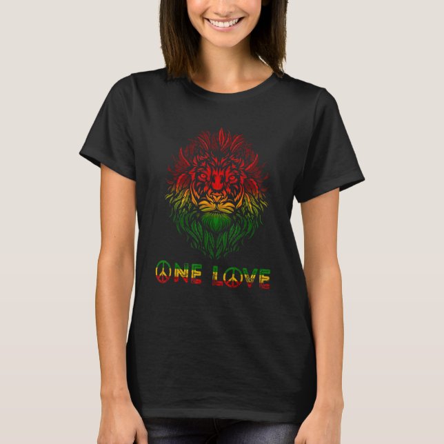 Rasta Reggae Lejon of Judah Jamaica Rastafari Root T Shirt (Framsida)