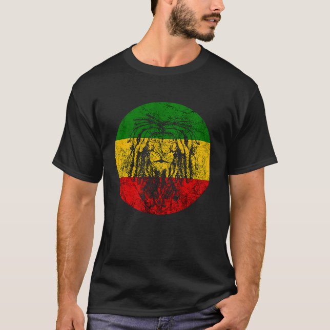 Rasta Reggae Lejon of Judah Jamaican Roots Rastafa T Shirt (Framsida)