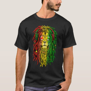 Rasta Reggae Lejon Sunglass Art för rastafari T Shirt