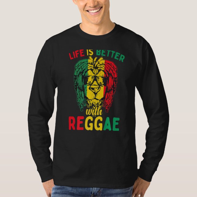 Rasta Reggae Lejon Sunglass Rastafarian Reggae T Shirt (Framsida)