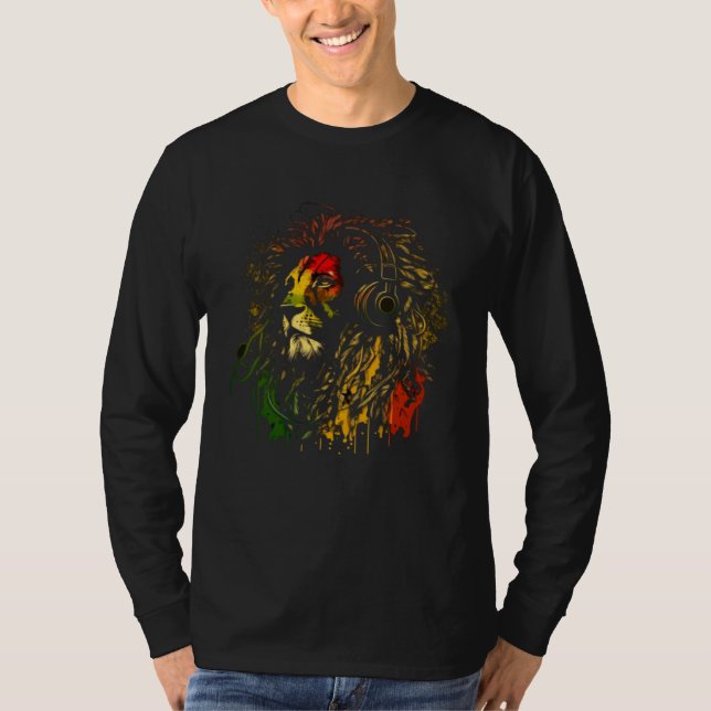 Rasta Reggae Lion Of Judah Rastafarian Pride Regga T Shirt (Framsida)