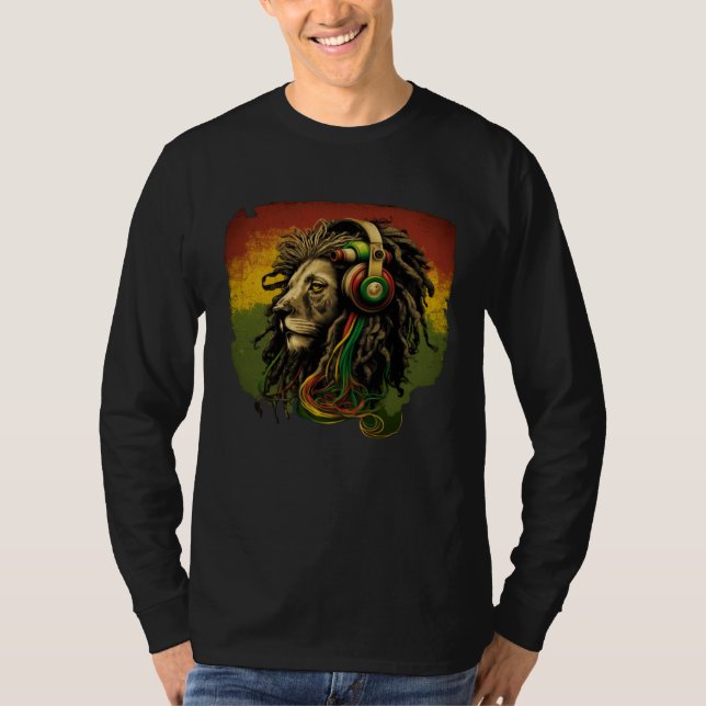 Rasta Reggae Lion Of Judah Rastafarian Roots Regga T Shirt (Framsida)