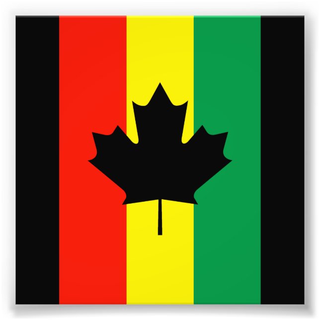 Rasta Reggae Maple Löv Flagga Fototryck (Framsidan)