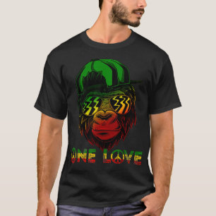Rasta Reggae Monkey One Kärlek Jamaica Music Headp T Shirt