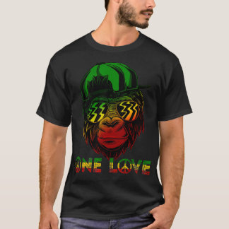 Rasta Reggae Monkey One Kärlek Jamaica Music Headp T Shirt