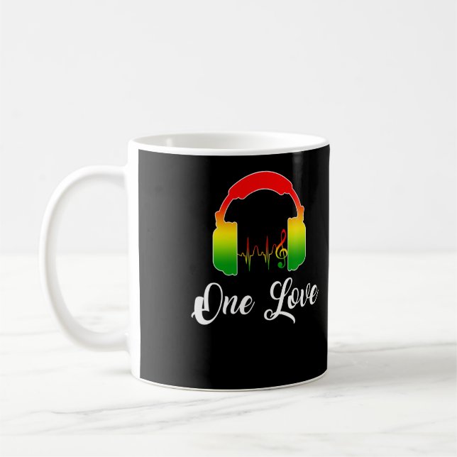 Rasta Reggae Music Headphone Jamaican Pride Kaffemugg (Vänster)