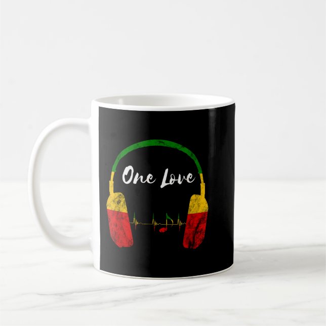 Rasta Reggae Music Headphone Jamaican Pride One L Kaffemugg (Vänster)