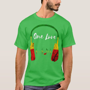Rasta Reggae Music Headphone Jamaican Pride One L T Shirt