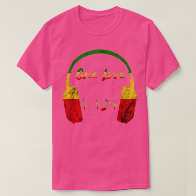 Rasta Reggae Music Headphone One Kärlek Jamaica Ra T Shirt (Design framsida)