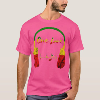 Rasta Reggae Music Headphone One Kärlek Jamaica Ra T Shirt